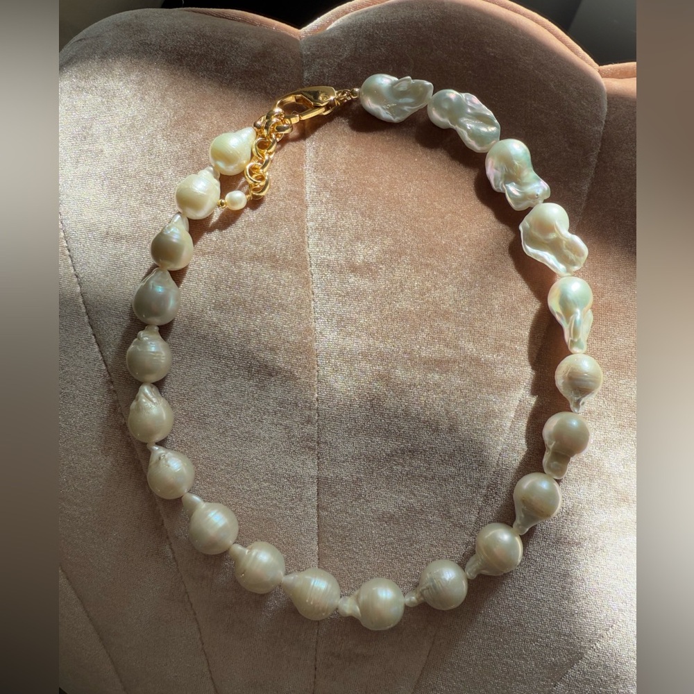 Sold out! Never Worn! Eliou Mare Necklace Baroque Pearl Necklace with Box & Bag